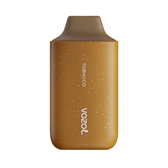 Vozol Star 6000 Tobacco Tek Kullanımlık Pod, kahverengi, benekli tasarım.