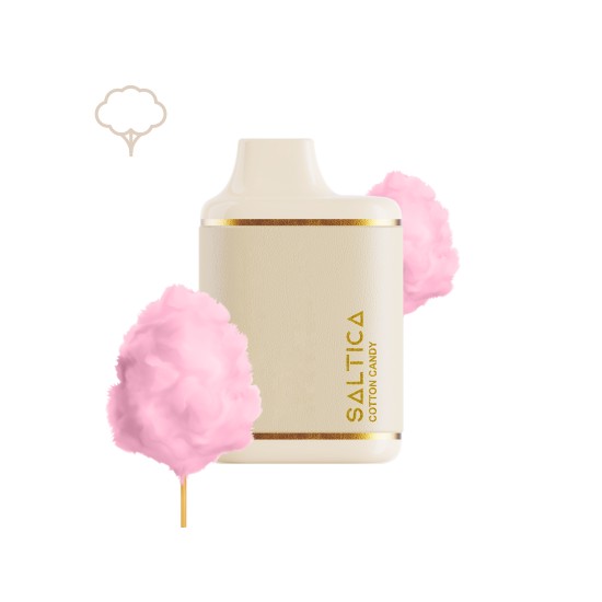 Saltica Leather 7000 Cotton Candy tek kullanımlık vape bar krem rengi deri dokusu.