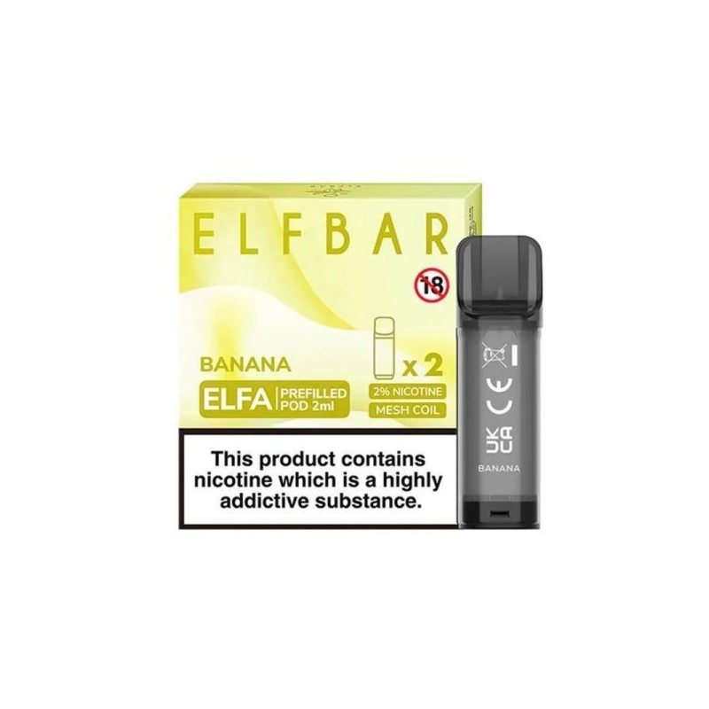 Elf Bar Elfa Banana Pod Kartuş 2'li Paket, Koyu Gri, 2ml