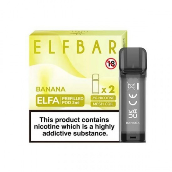 Elf Bar Elfa Banana Pod Kartuş 2'li Paket, Koyu Gri, 2ml