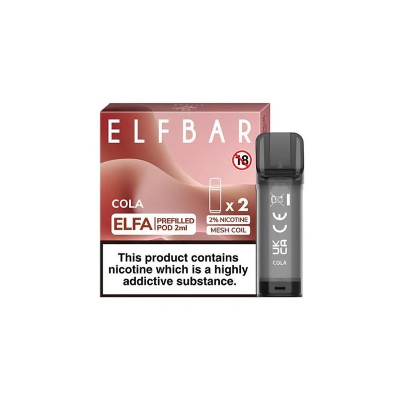Elf Bar Elfa Cola Pod Kartuş, 2'li paket, 2% nikotin.