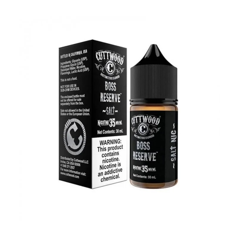 Cuttwood Boss Reserve Salt Likit 35mg/ml 30ml, Siyah Kutu ve Şişe