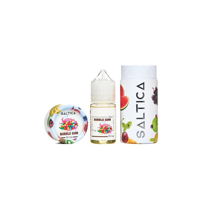 Saltica Bubble Gum Salt Likit 50mg şişe ve kutu seti.