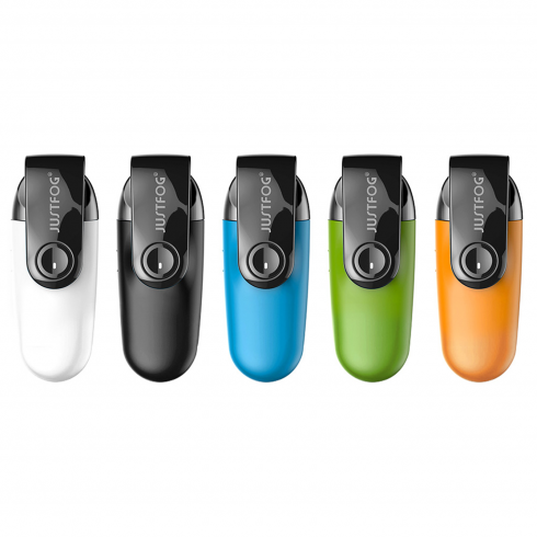 Justfog C601 Pod Mod çeşitleri: Beyaz, Siyah, Mavi, Yeşil ve Turuncu.